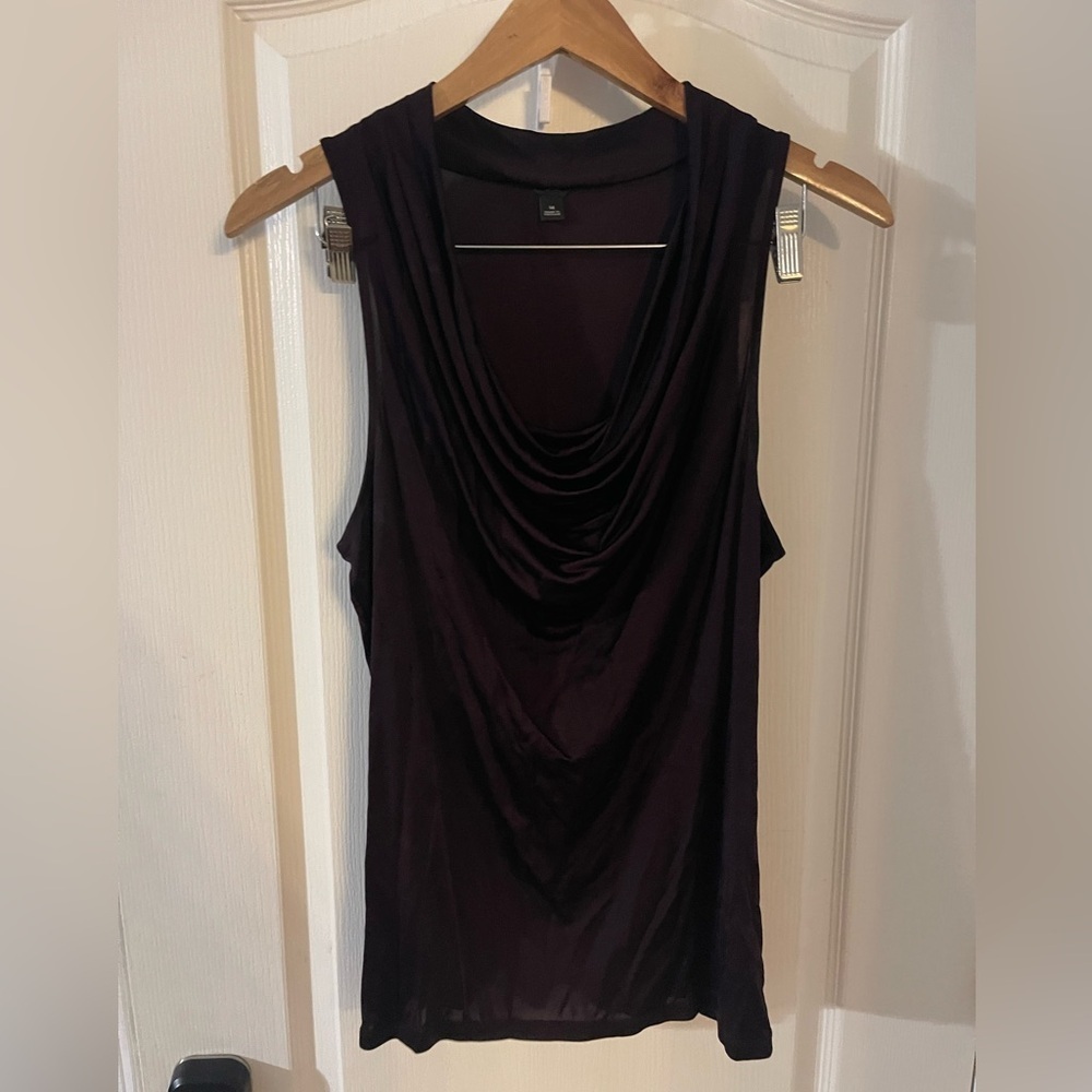 Ann Taylor Deep Purple Sleeveless Drape Blouse